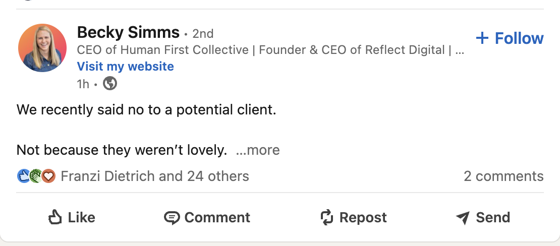 linkedin hook example - personal story