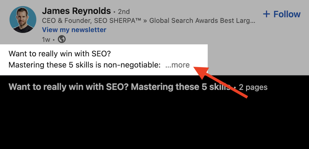 linkedin hook example placement