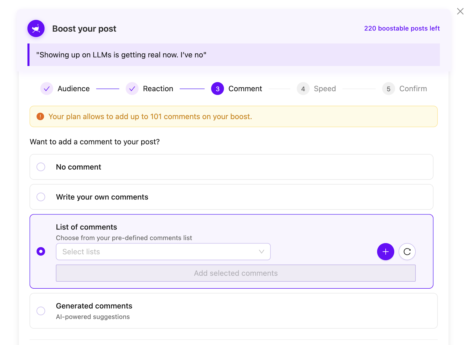 ai generated comments podawaa linkedin