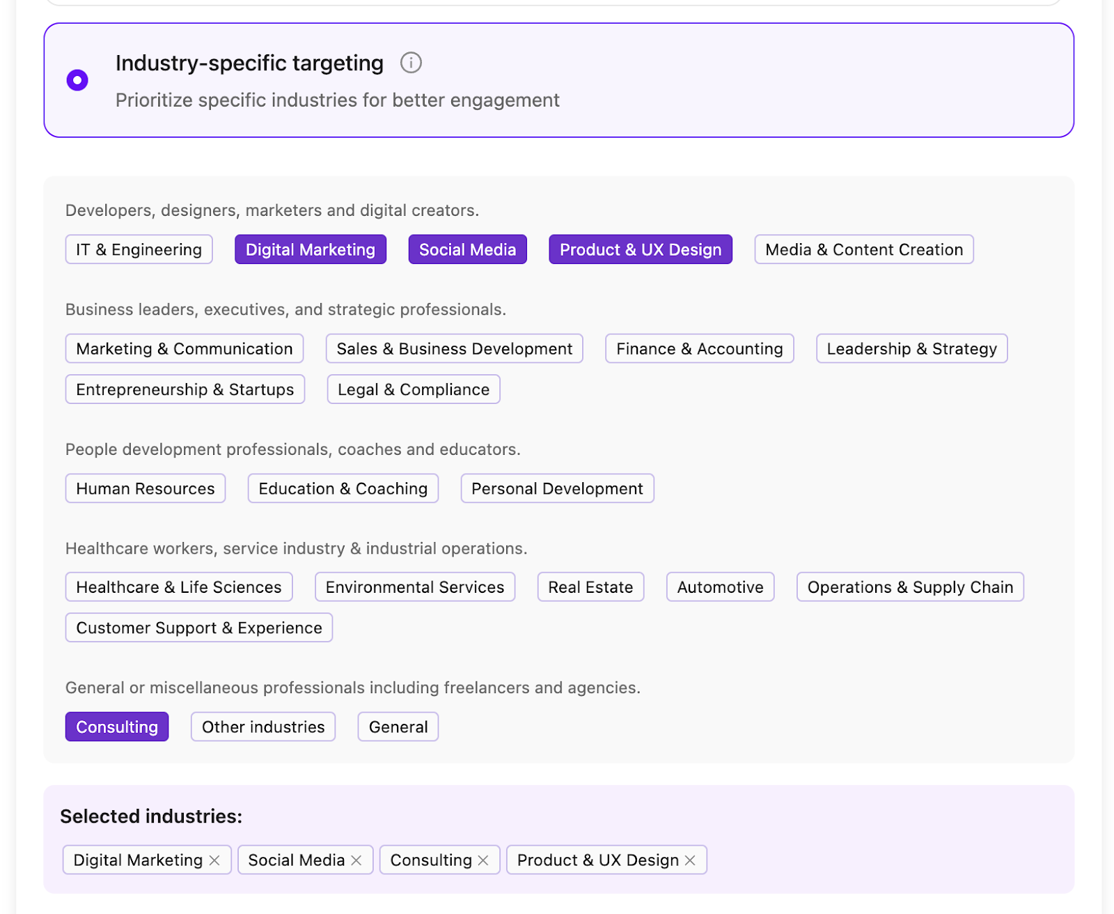 industry specific targeting with podawaa