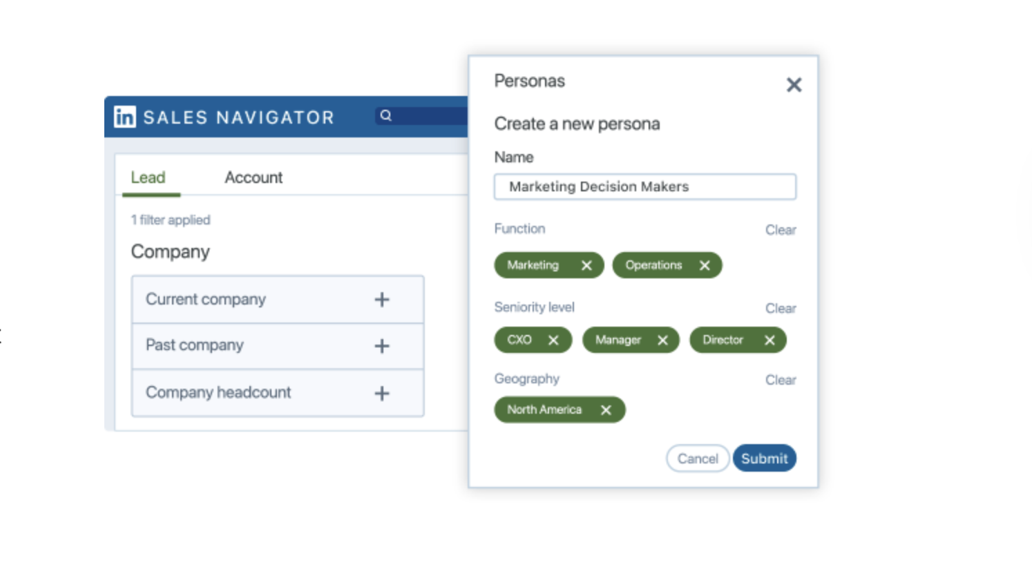 sales navigator create a new persona