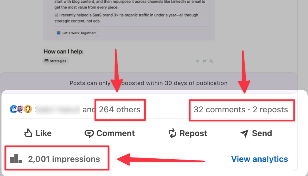linkedin post results with podawaa