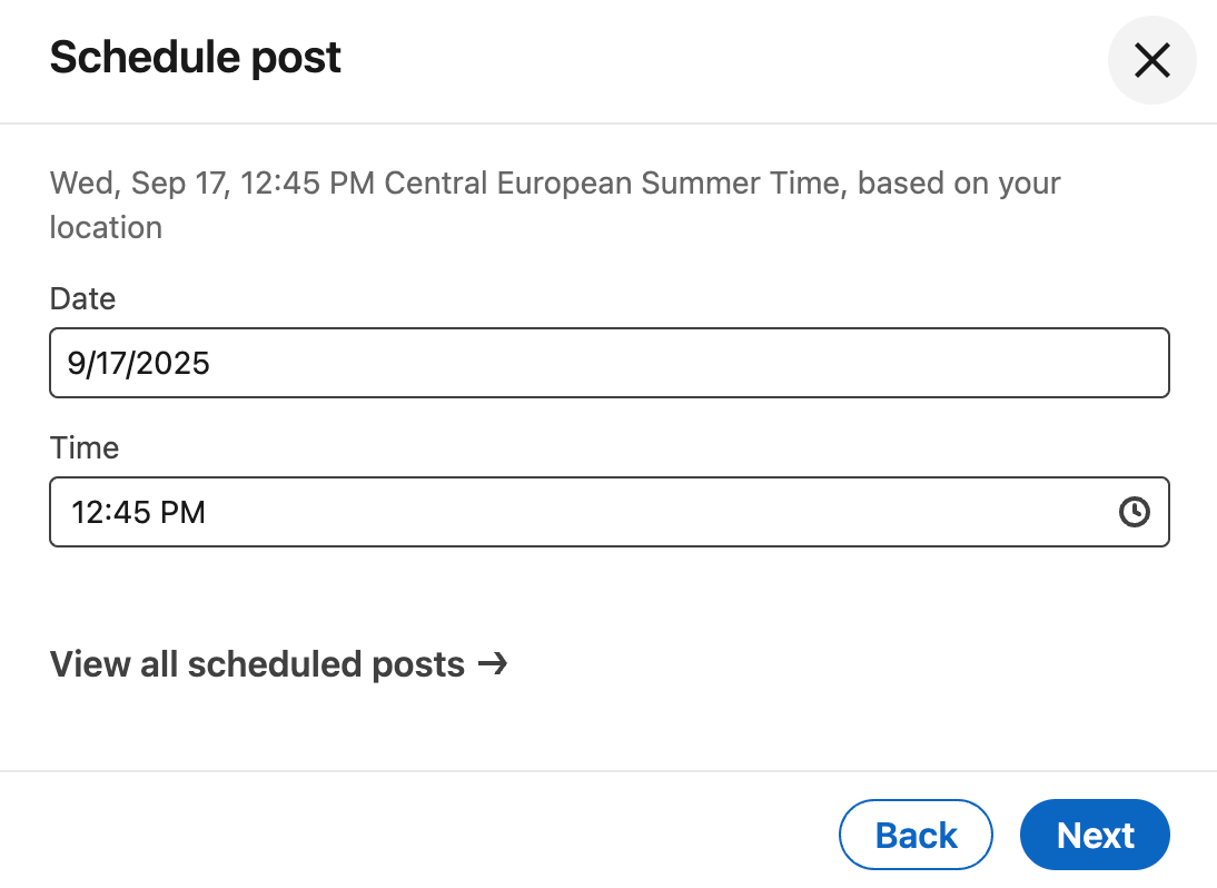 schedule linkedin post with linkedin native scheduler