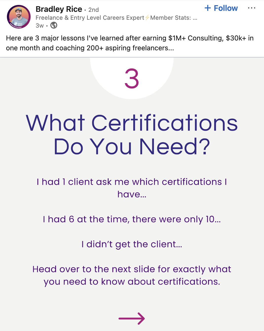 personal story linkedin carousel post example