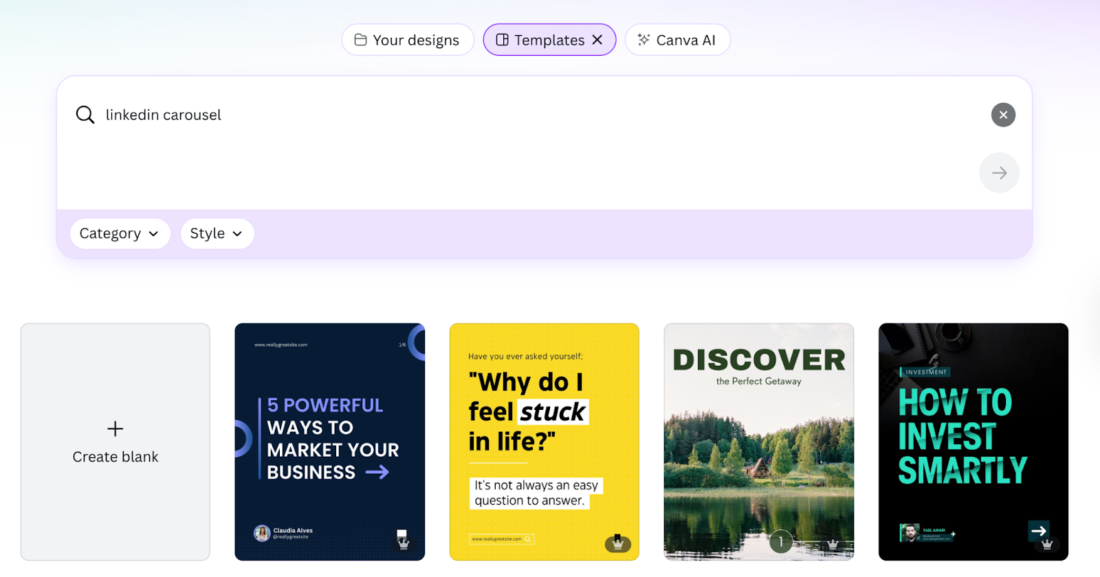 create carousel format with canva