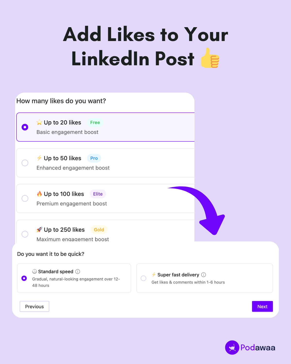 add likes to your post in the first hour podawaa