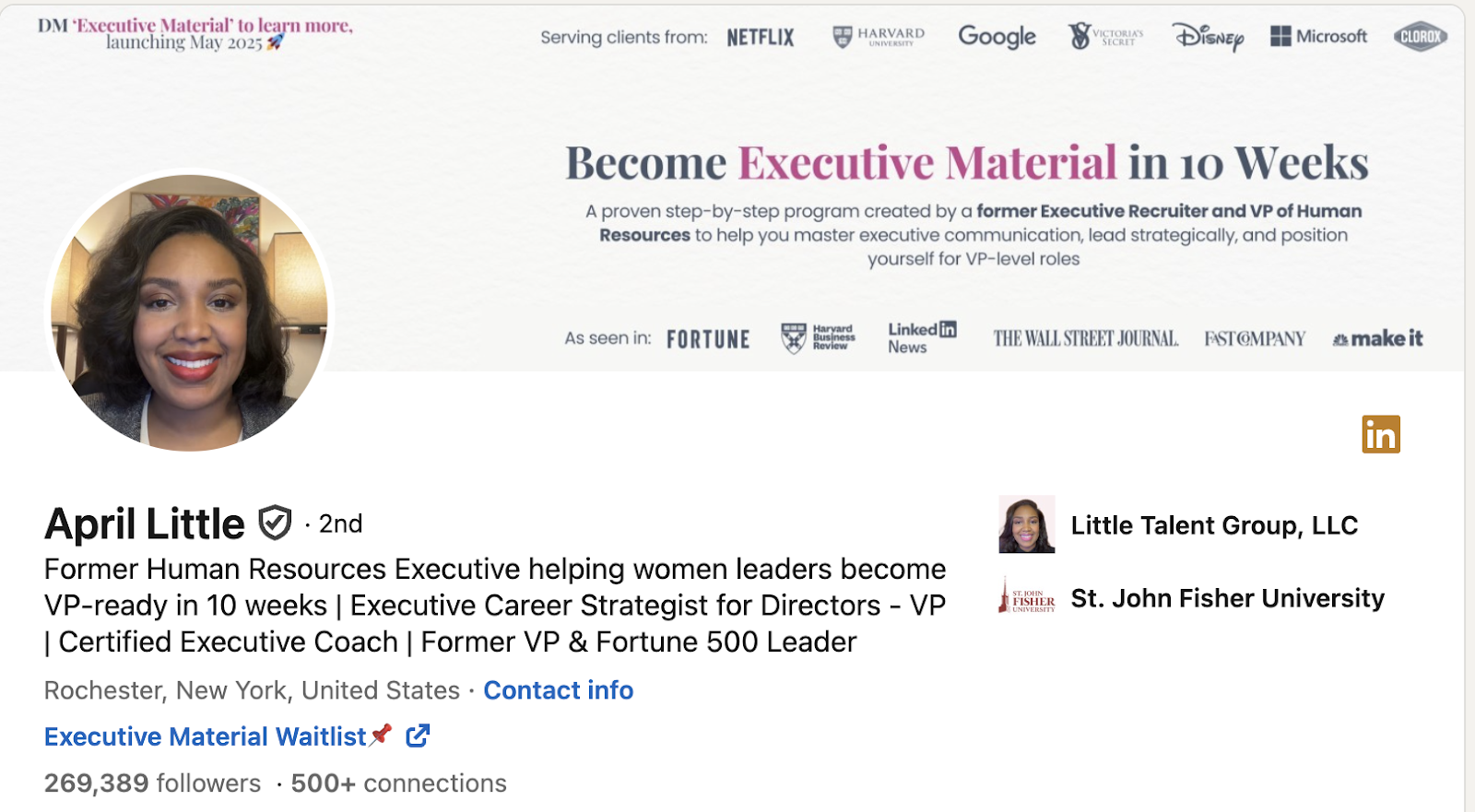 april little linkedin headline example
