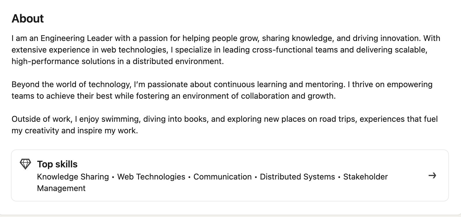 linkedin about section