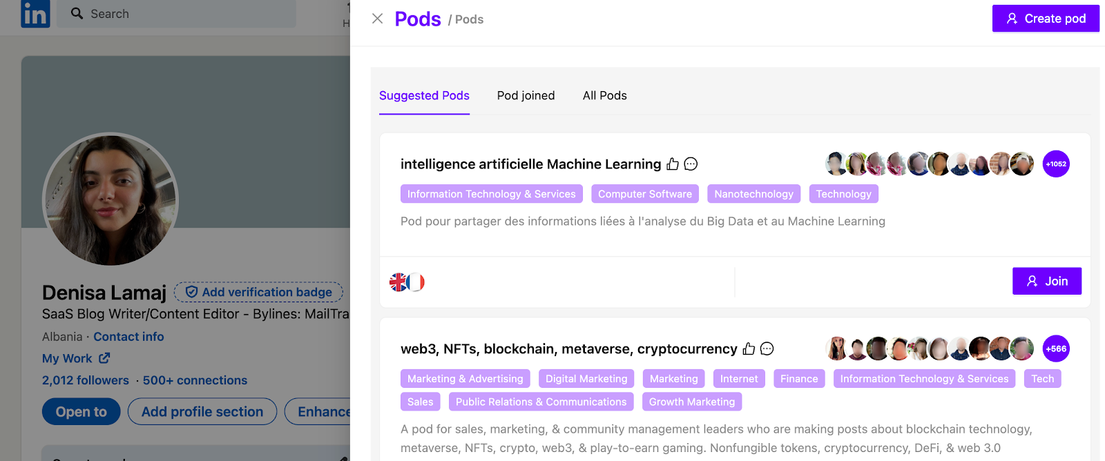 linkedin pods podawaa
