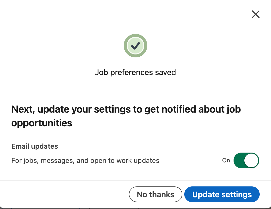 open to work linkedin save changes