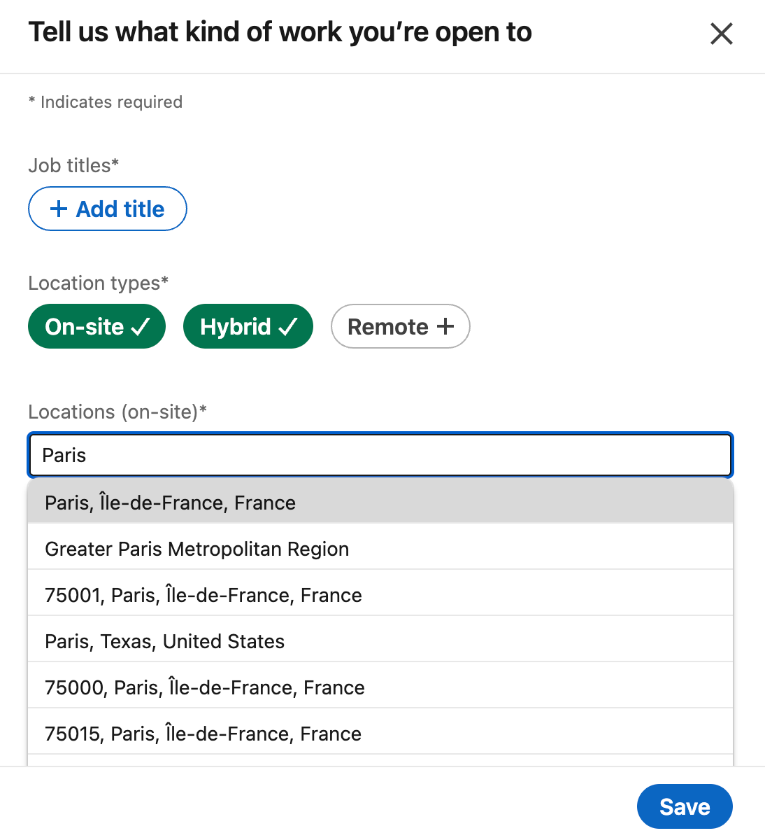 open to work linkedin location
