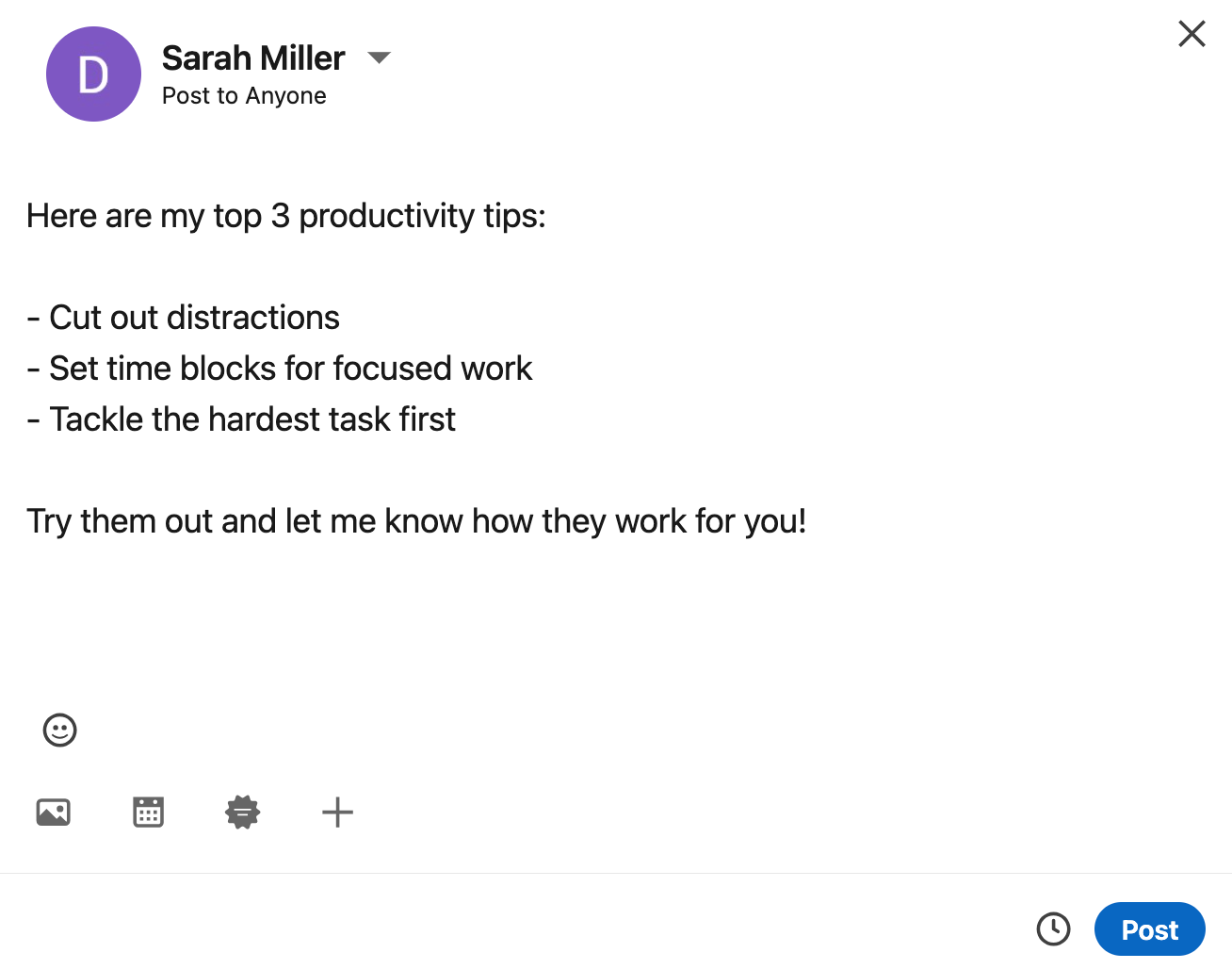 linkedin post