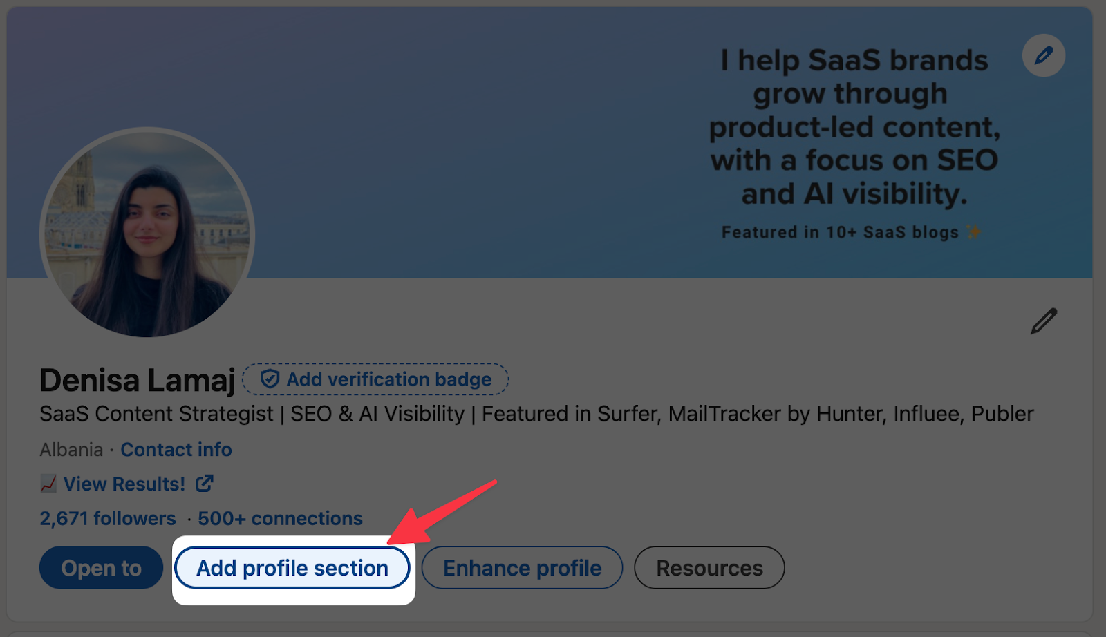 add profile section linkedin