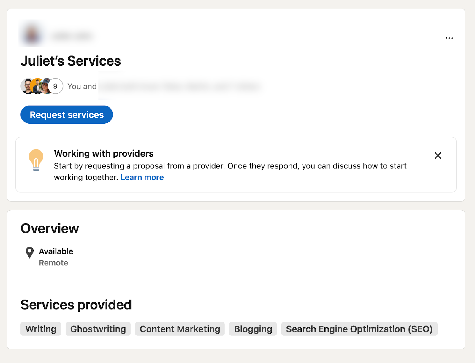 request services on linkedin