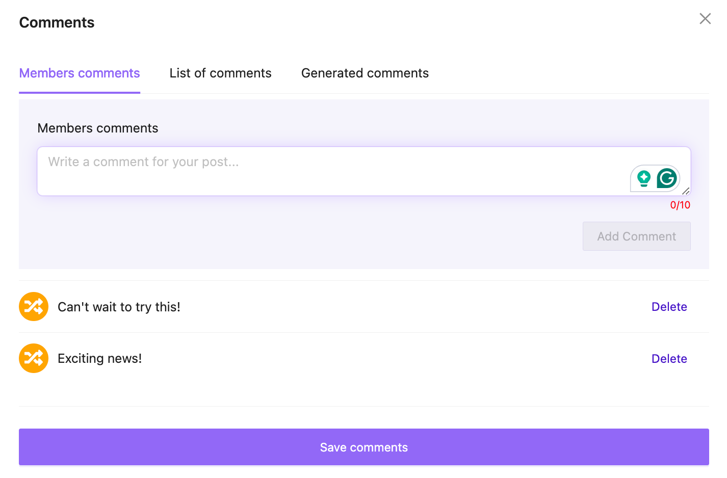 Add comments to your LinkedIn post