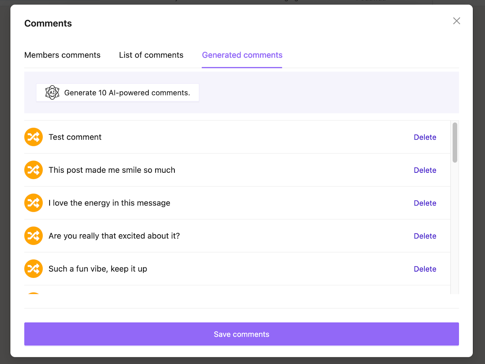Generated comments Podawaa