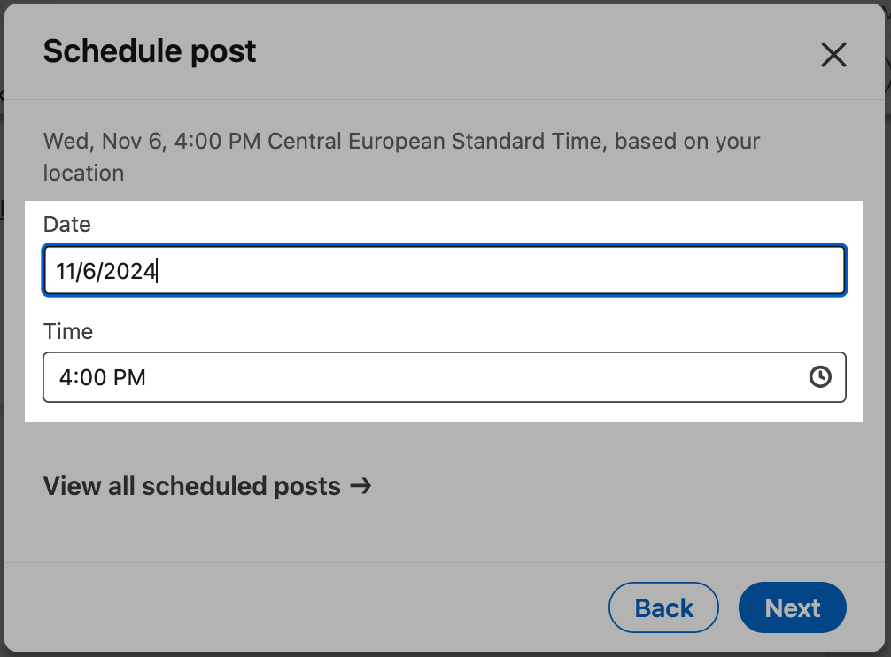 LinkedIn Schedule posts