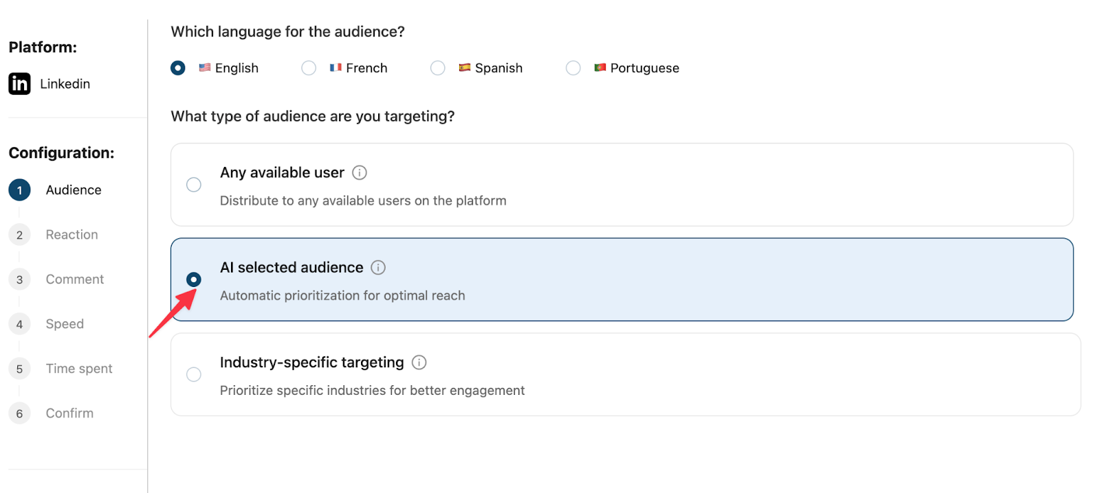 podawaa AI-selected audience