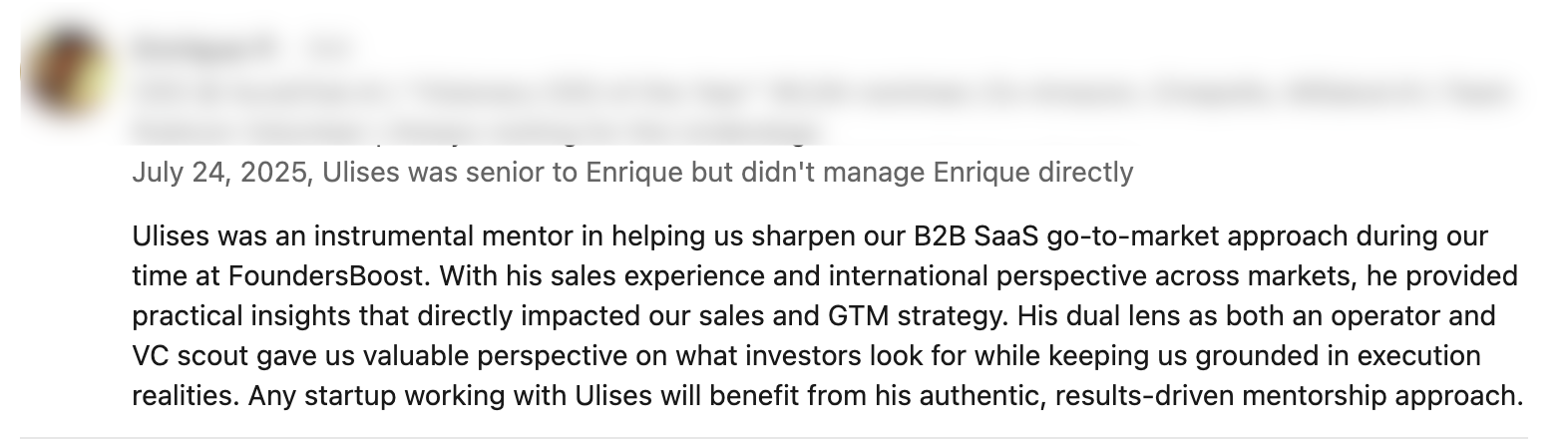 Recommendation Sample for a Sales