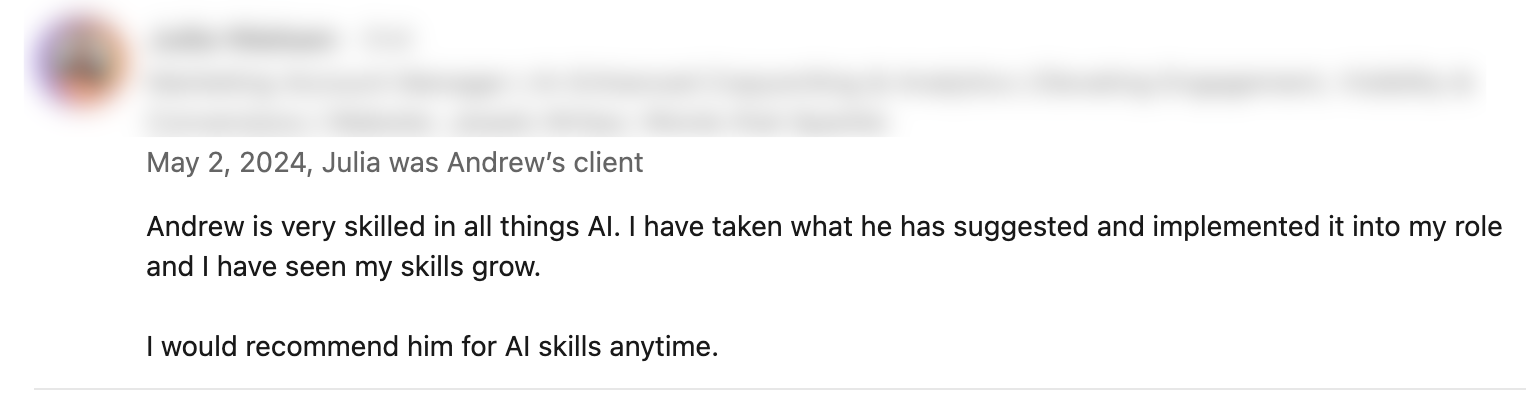 Recommendation Example for a Creative Professional (Designer, Writer, Marketer