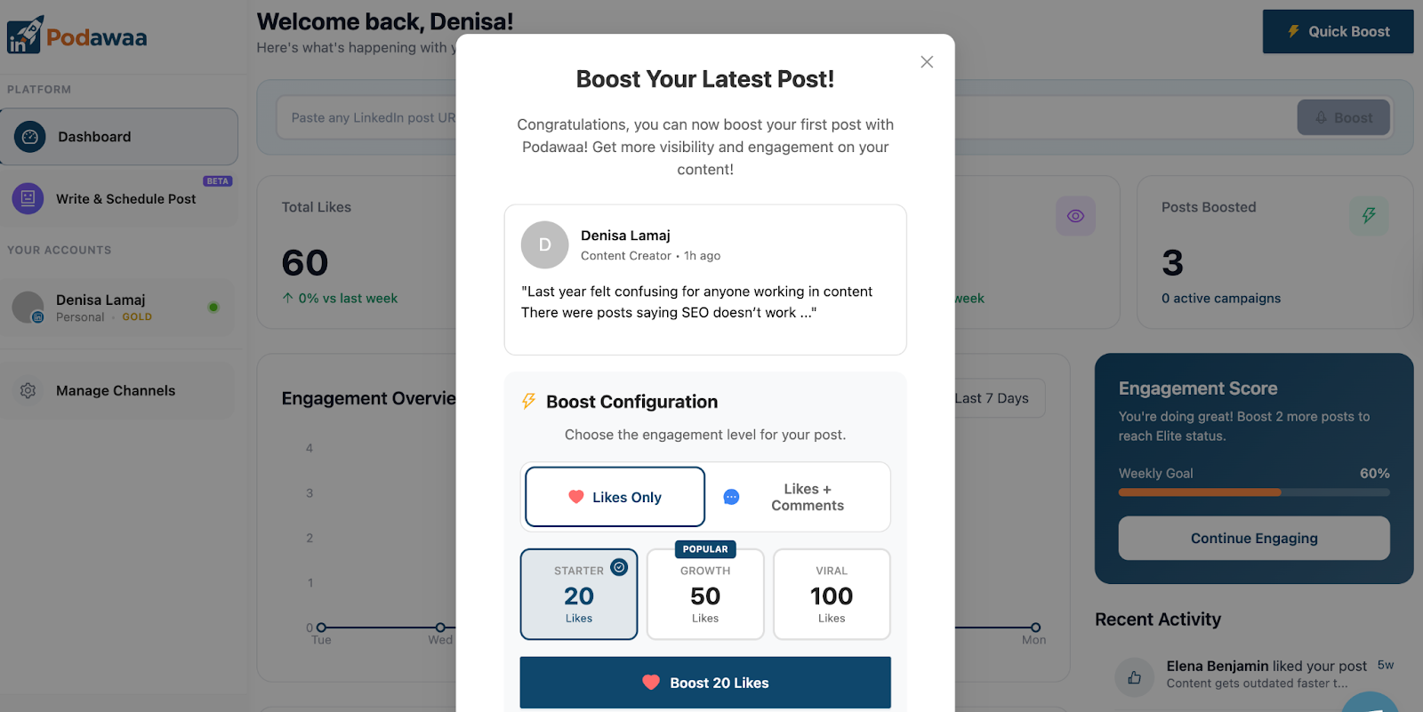boost linkedin post with podawaa for personal branding