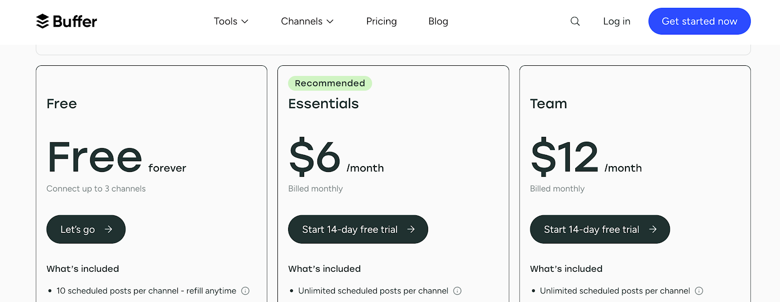 Buffer pricing 
