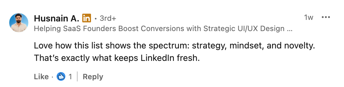 linkedin comment - be specific