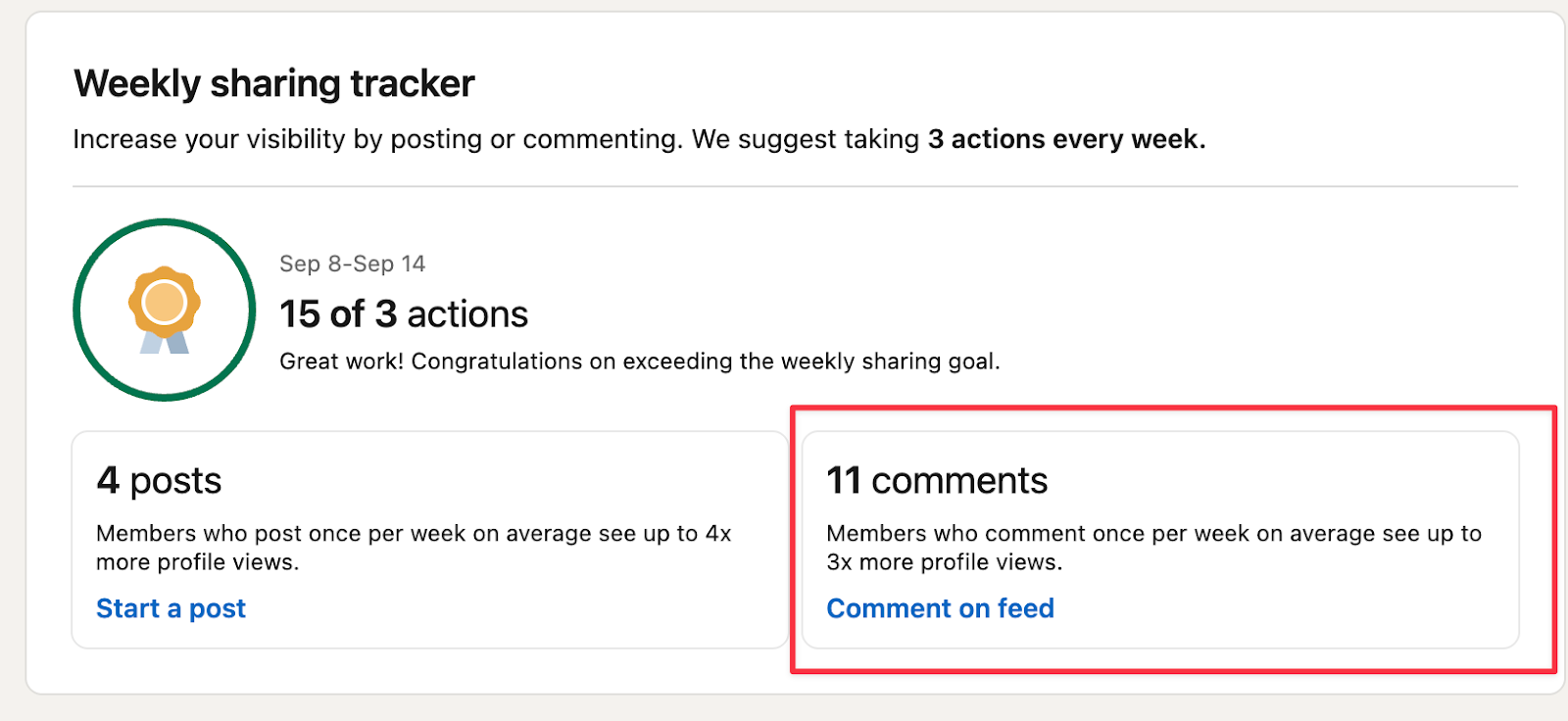 linkedin comments metrics