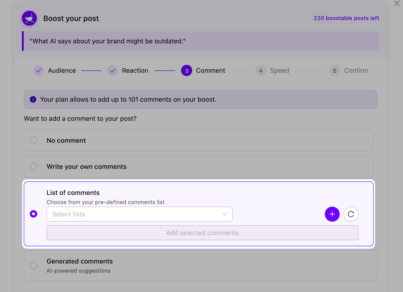 add comments from your list on linkedin with podawaa