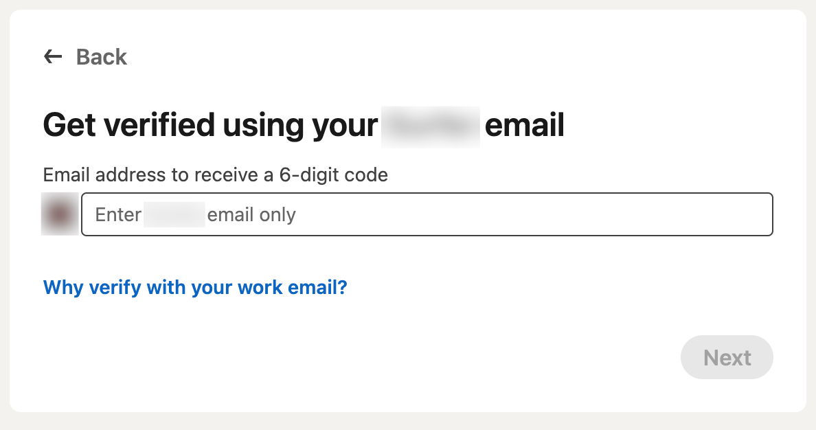 verify your linkedin profile via your work email