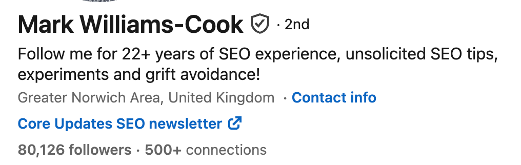 linkedin headline example seo expert
