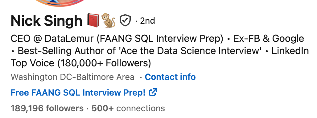 linkedin headline example data expert