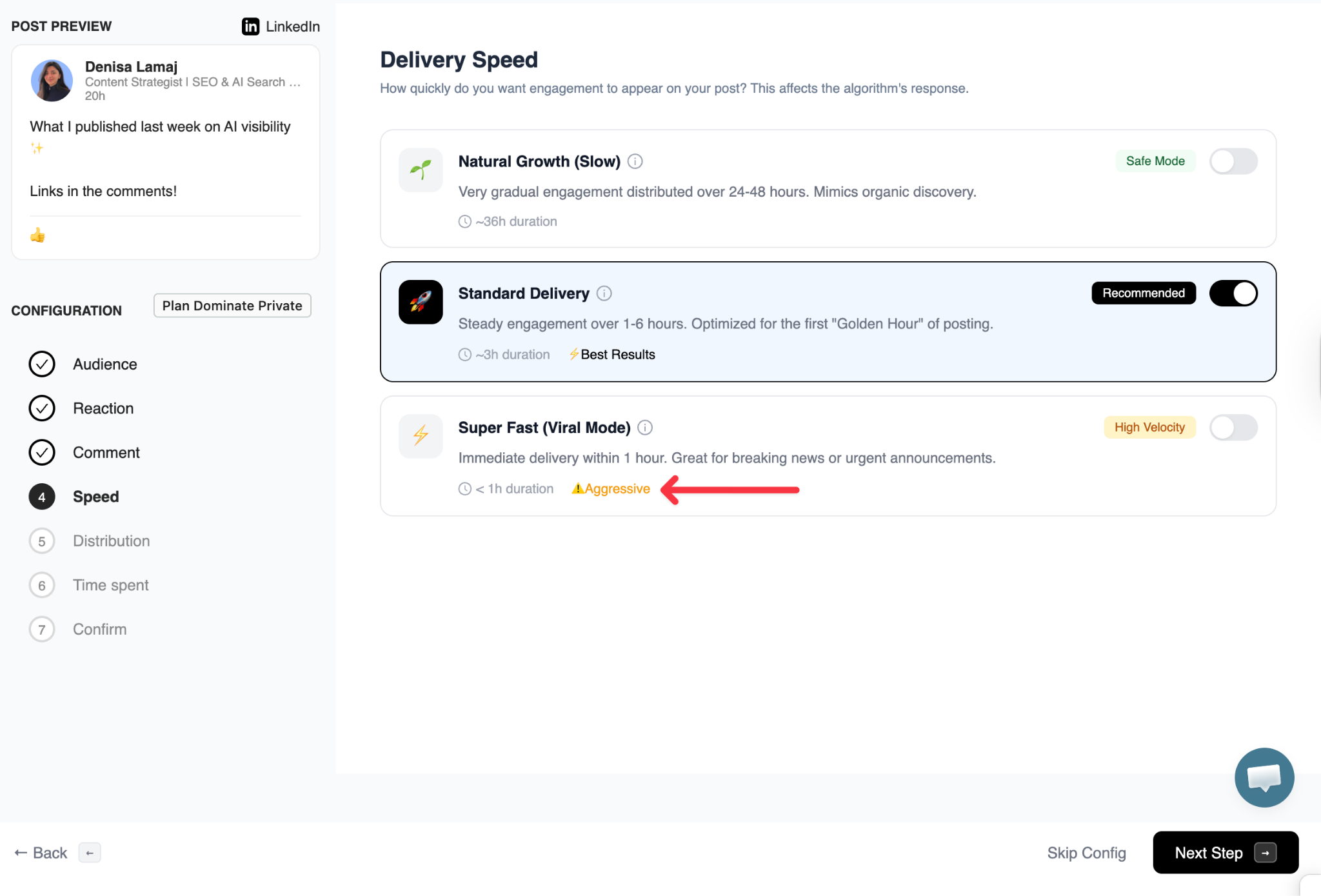 linkedin delivery speed post in podawaa