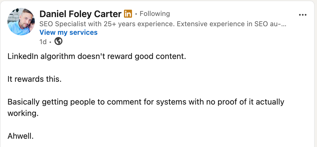 linkedin post example