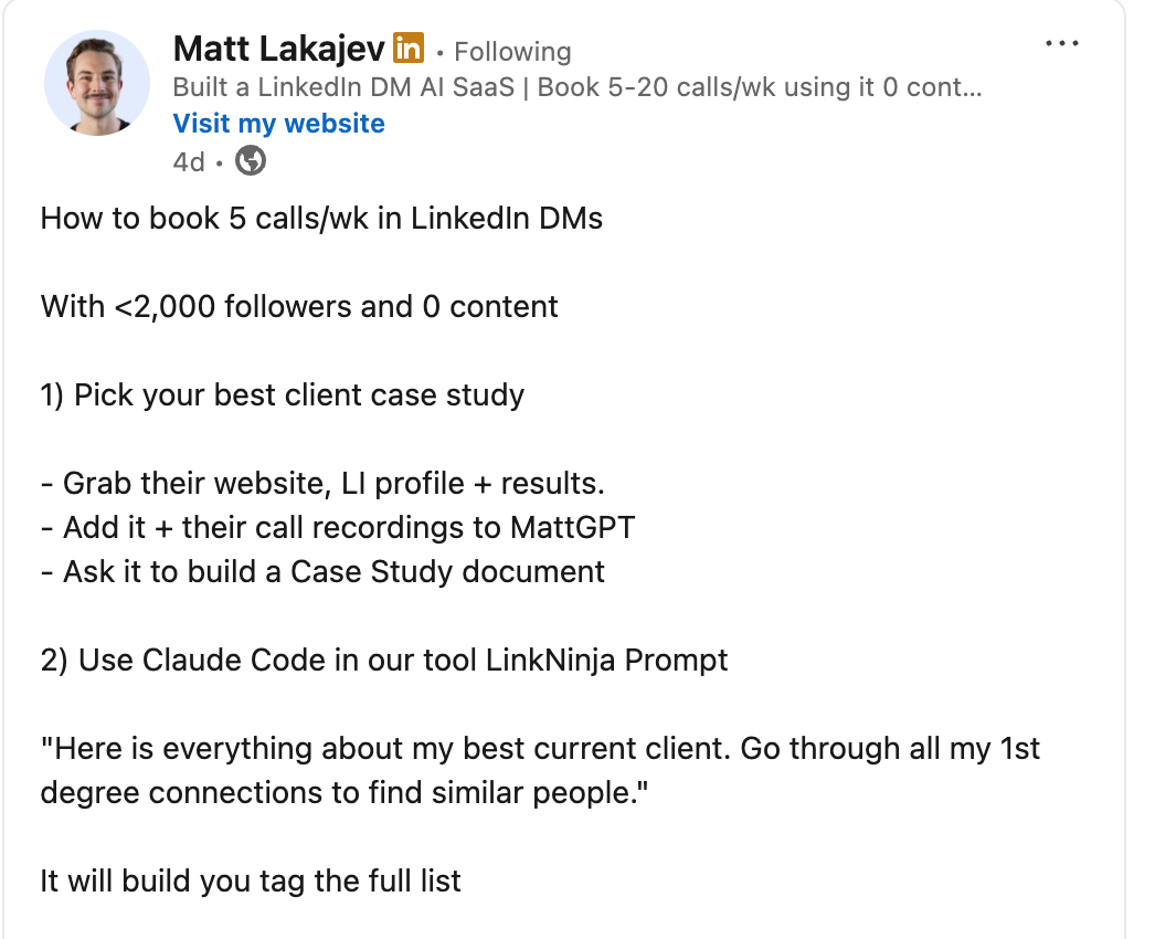 linkedin post example