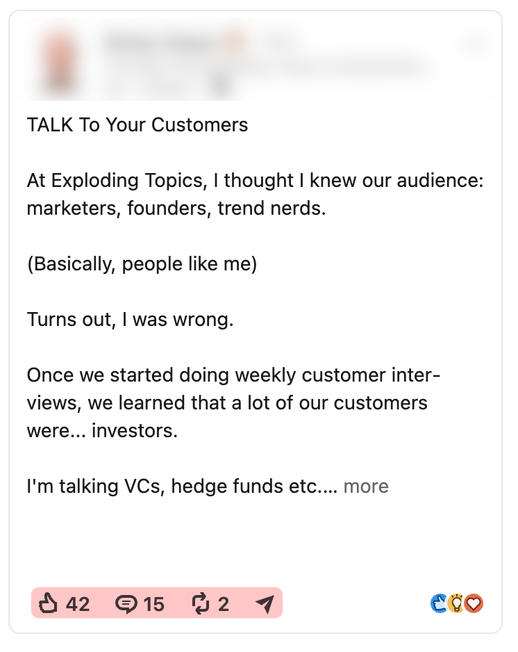 linkedin post example low engagement