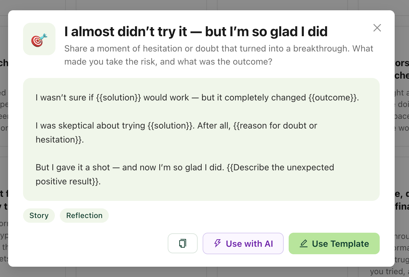I Almost Didn't Try It — But I'm So Glad I Did linkedin viral post template