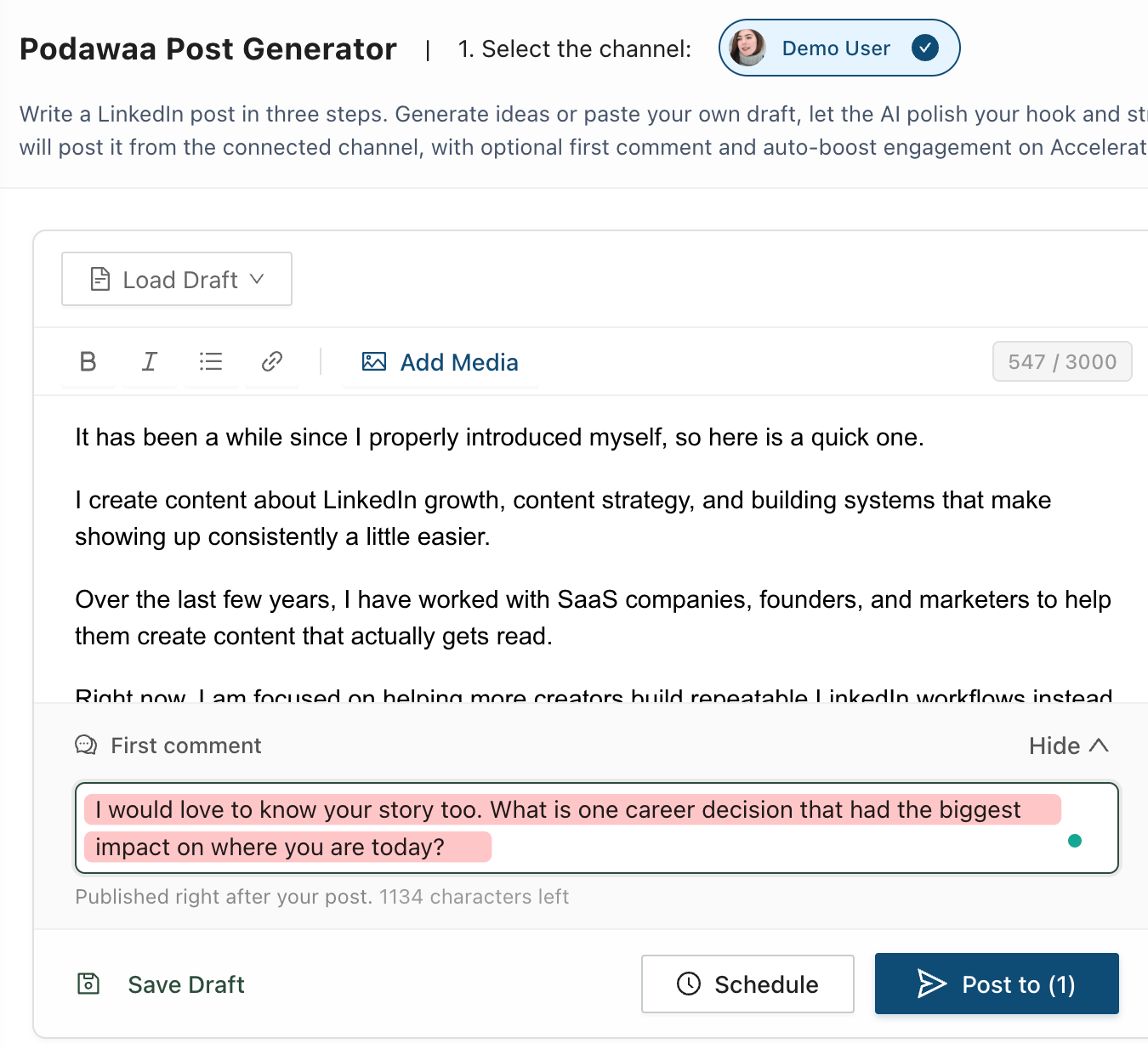 Write Your First LinkedIn Comment podawaa