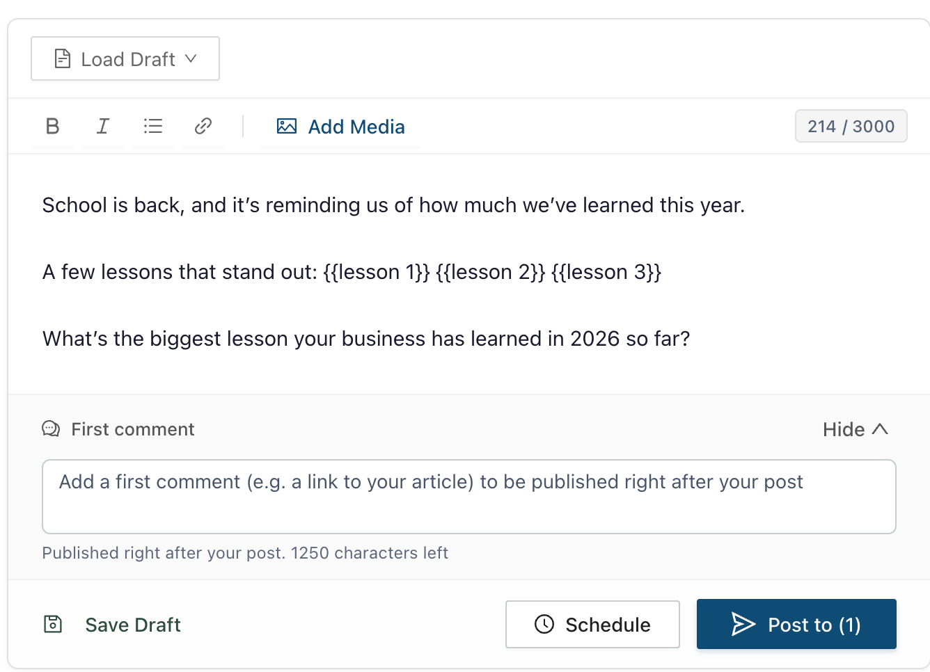 end of year lessons case study linkedin post template