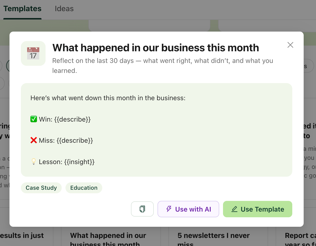 monthly business case study linkedin post template