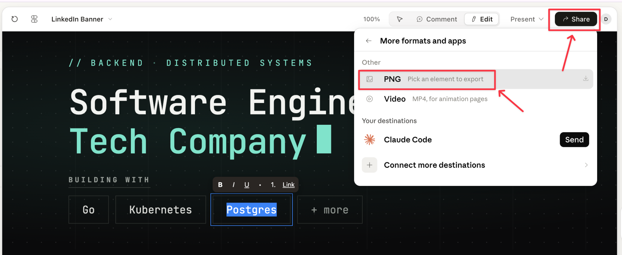 Export and Upload the Banner to LinkedIn from claude design