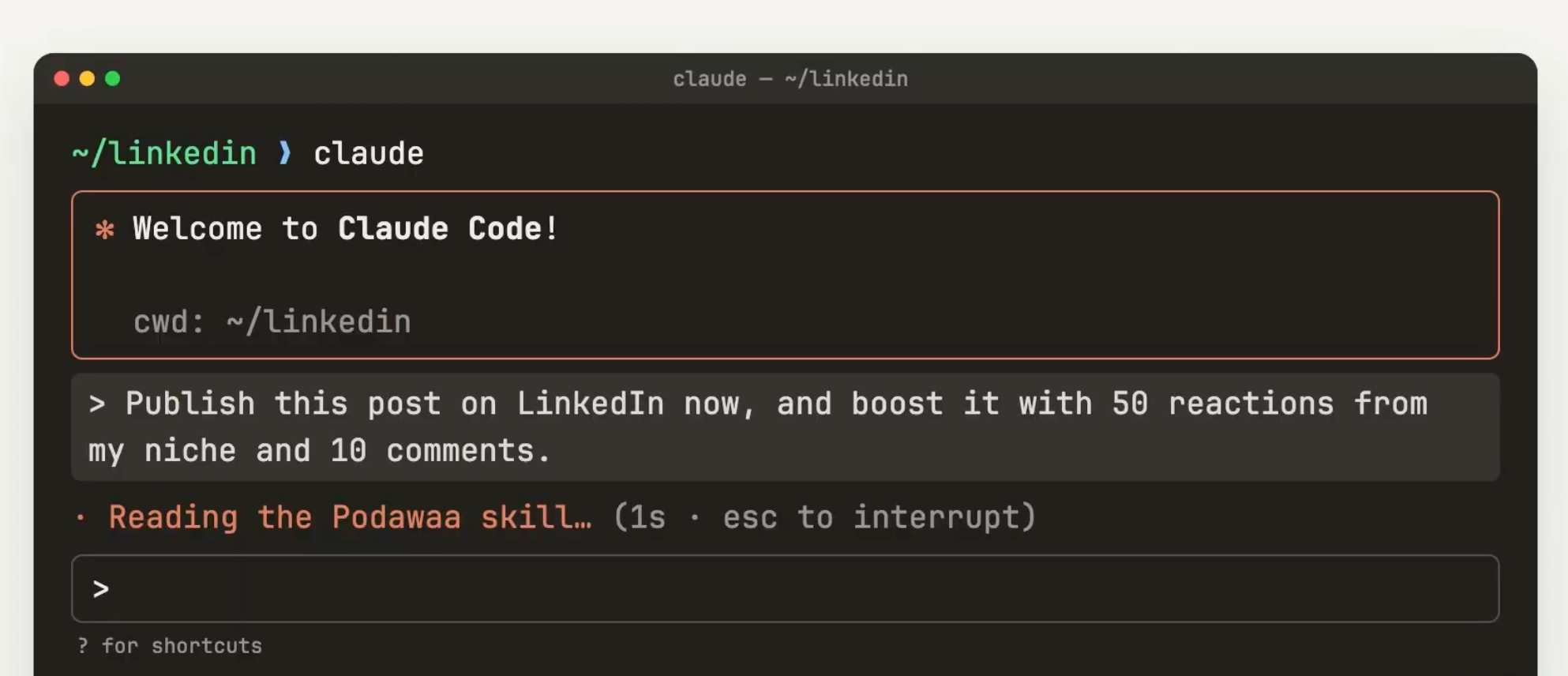 claude code example linkedin posts