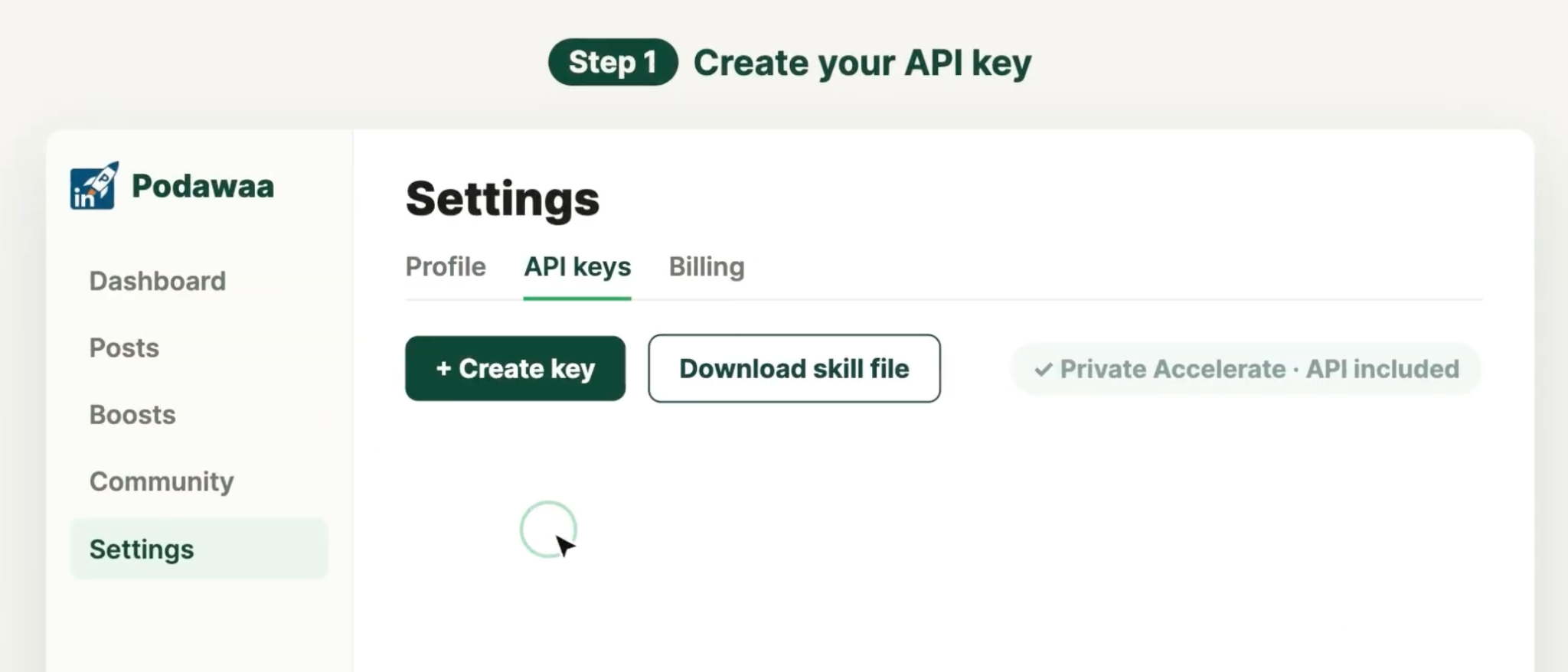 create podawaa key for linkedin posts