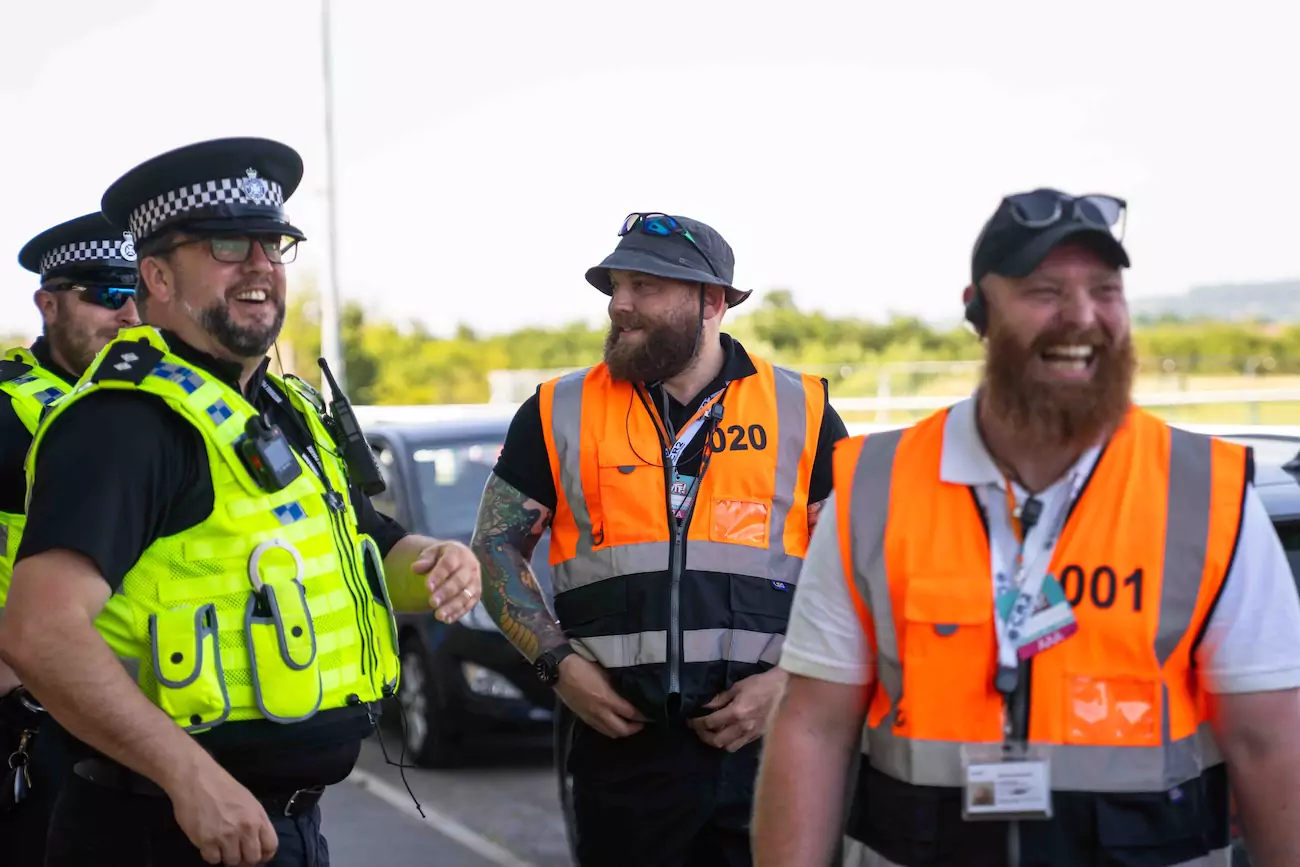 CR2 security manager liaising with local police officers. 