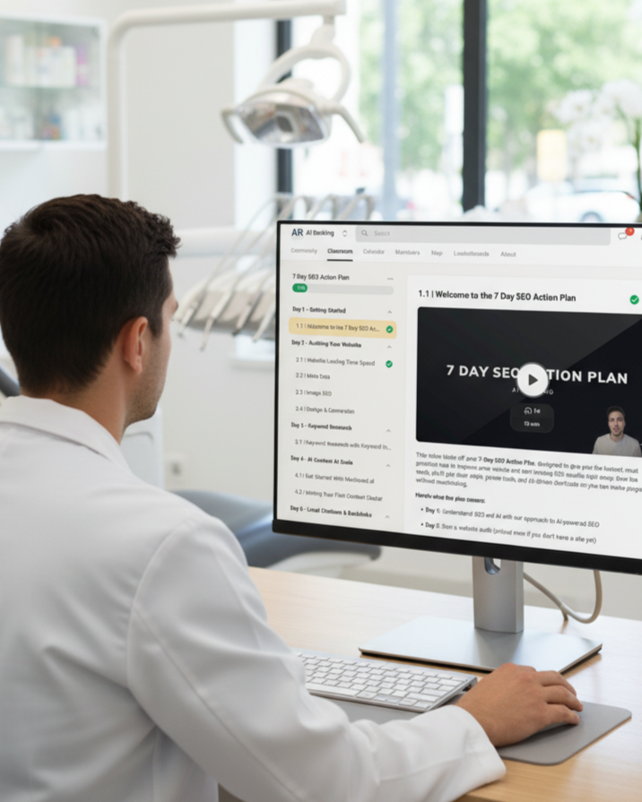 Dentist learning seo with the 7-day seo action plan from AI ranking