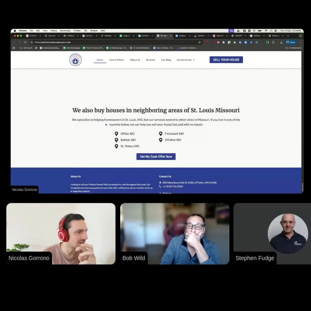 1 on 1 call with nico and a dentist getting personal feedback on his website