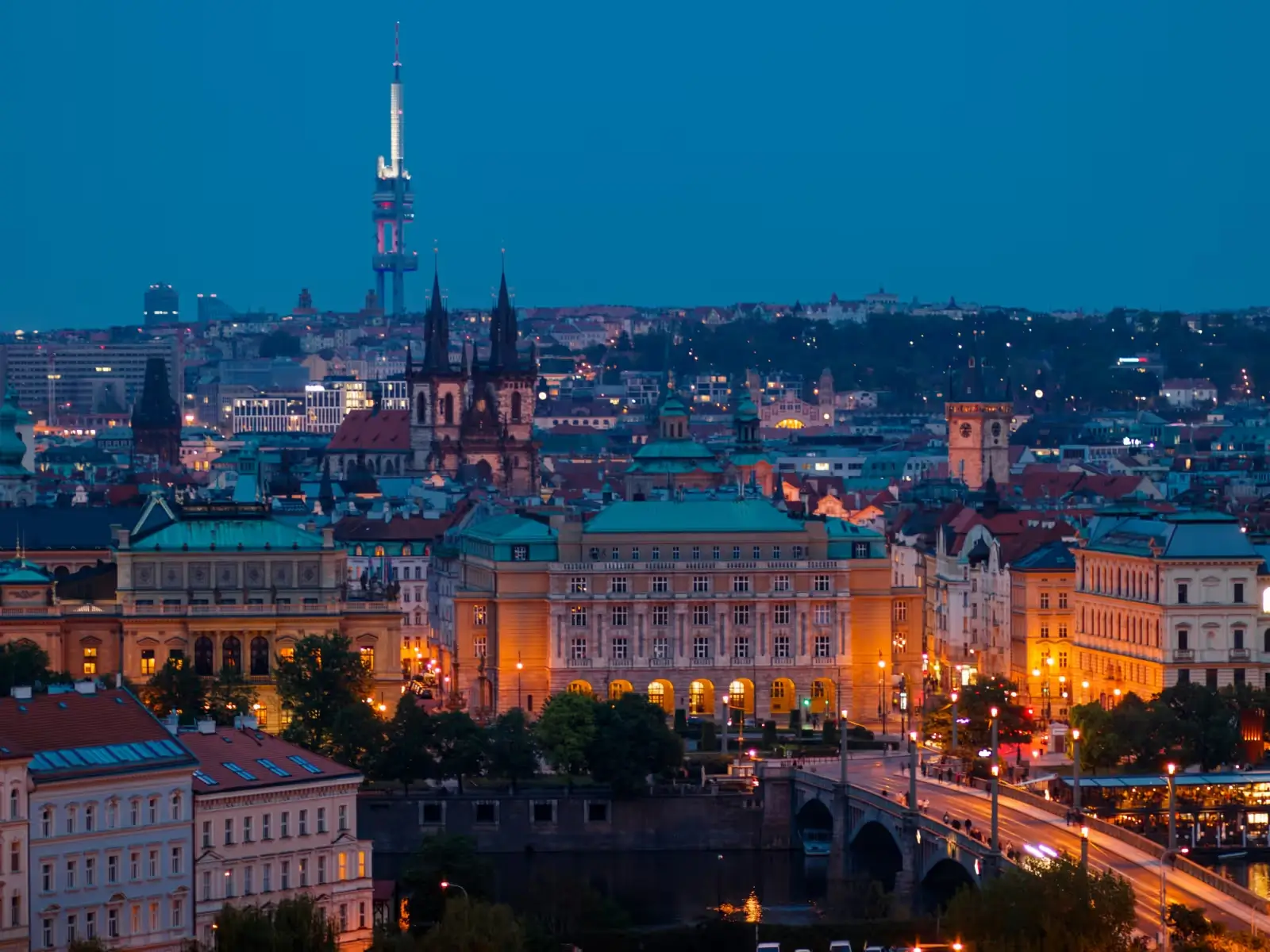 Prague city skyline, Czech Republic