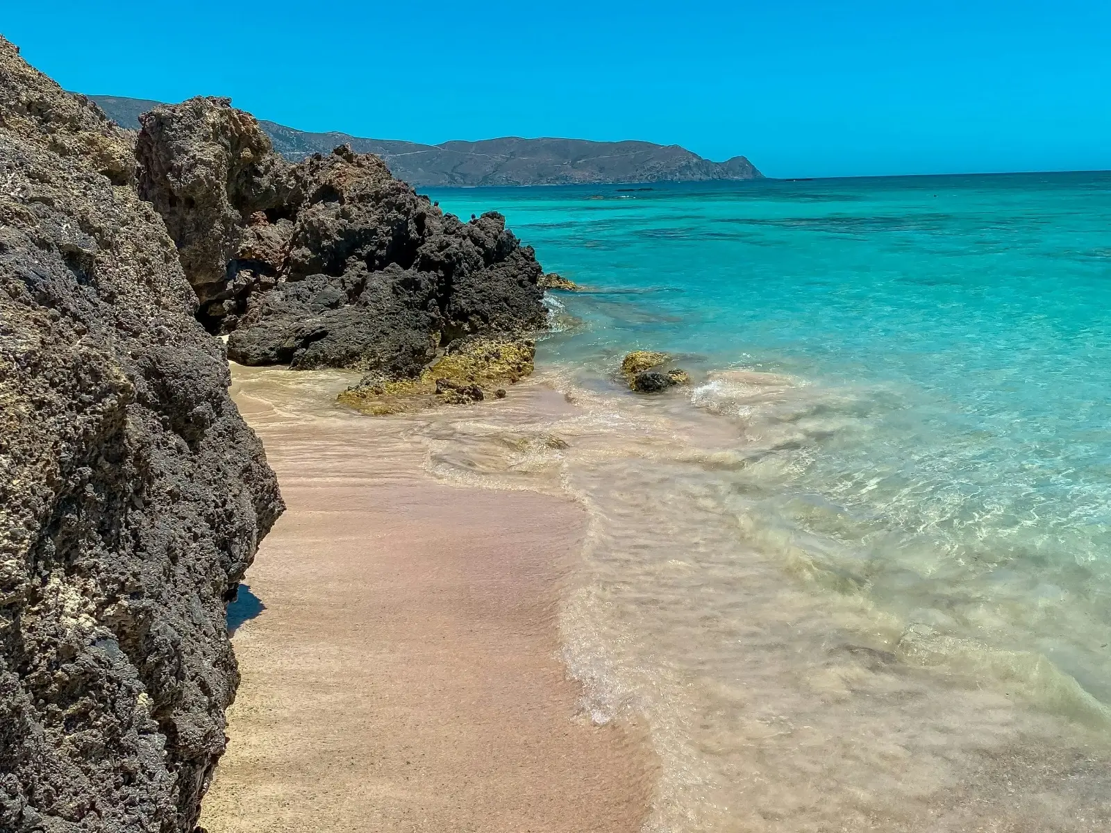 Elafonissi Beach with pink sand and clear water