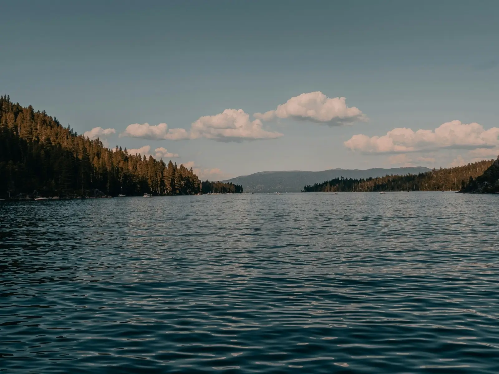 Lake Tahoe with clear waters and mountain backdrop