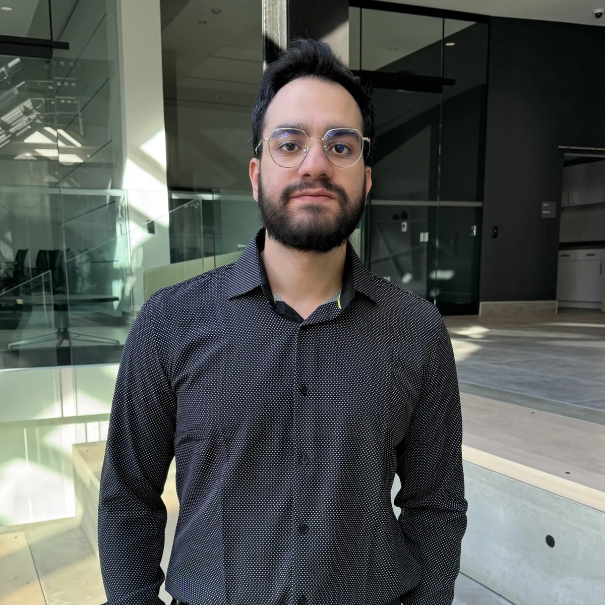 Professional engineer in modern office showcasing design works and engineering expertise